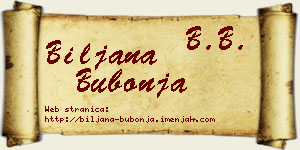 Biljana Bubonja vizit kartica
